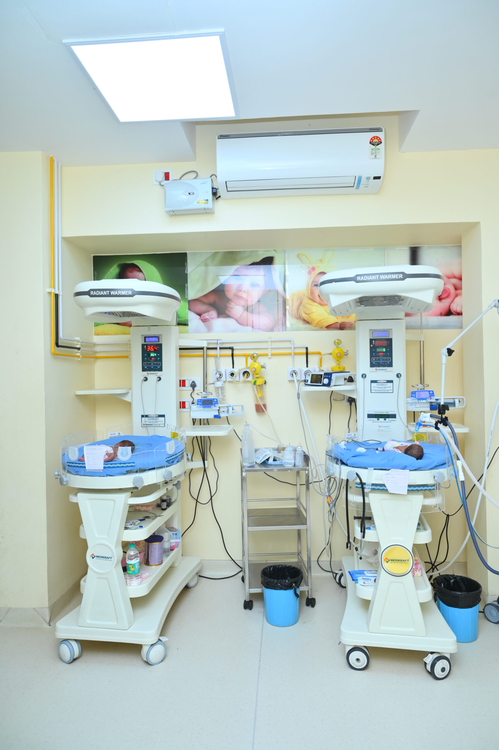 Fully equipped operating theatre with surgical lights