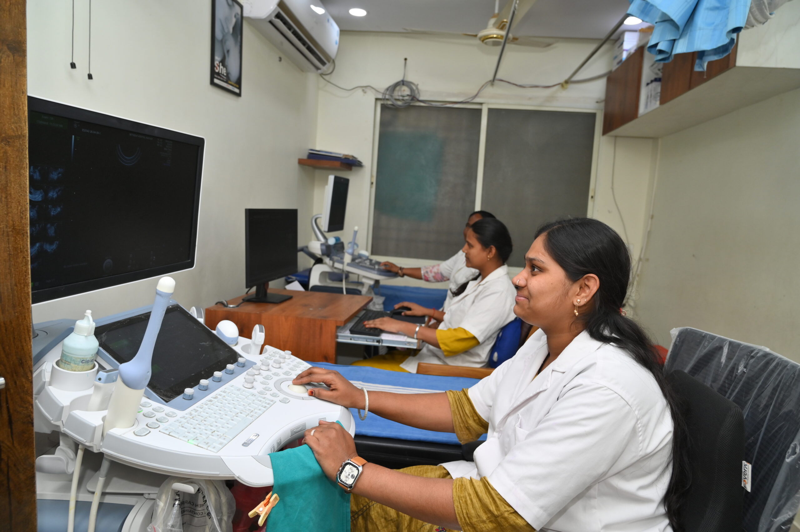 Senior consultant at doctor's office desk