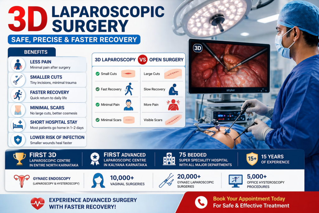 3D laparoscopic surgery benefits in raichur operation theatre